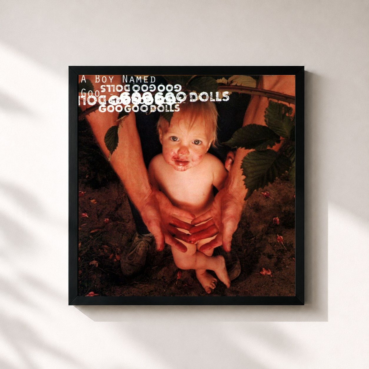 #noir Tableau carré de l'album A Boy Named Goo de The Goo Goo Dolls, cadre noir 32x32 cm