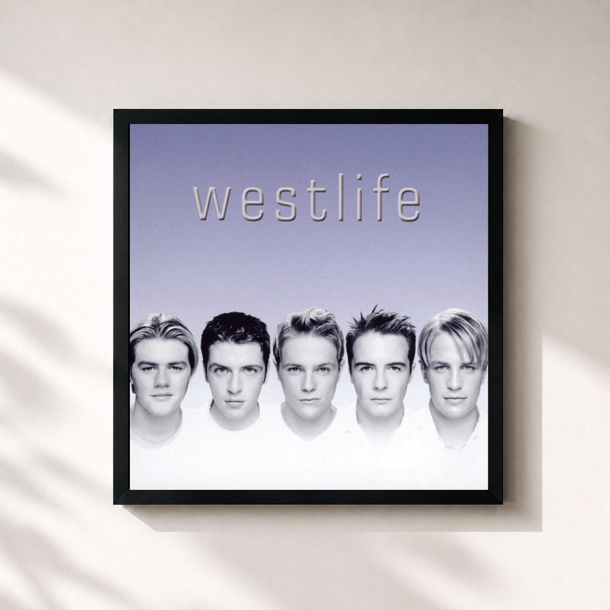 #noir Tableau carré de l'album Westlife de Westlife, cadre noir 32x32 cm