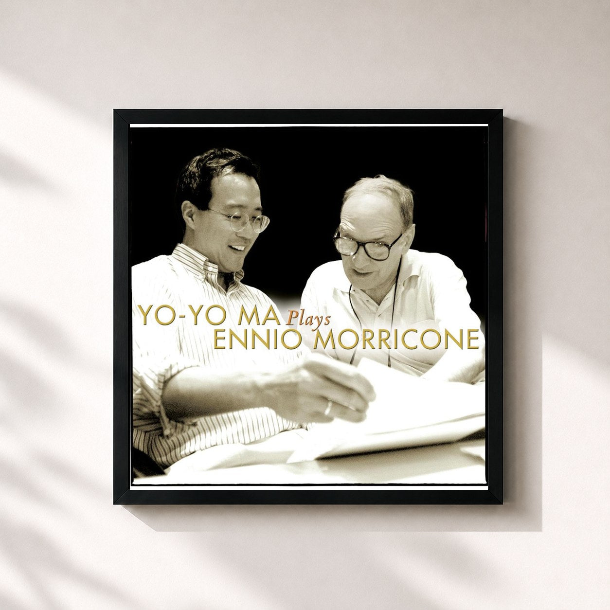 #noir Tableau carré de l'album Yo-Yo Ma Plays Ennio Morricone de Ennio Morricone, cadre noir 32x32 cm