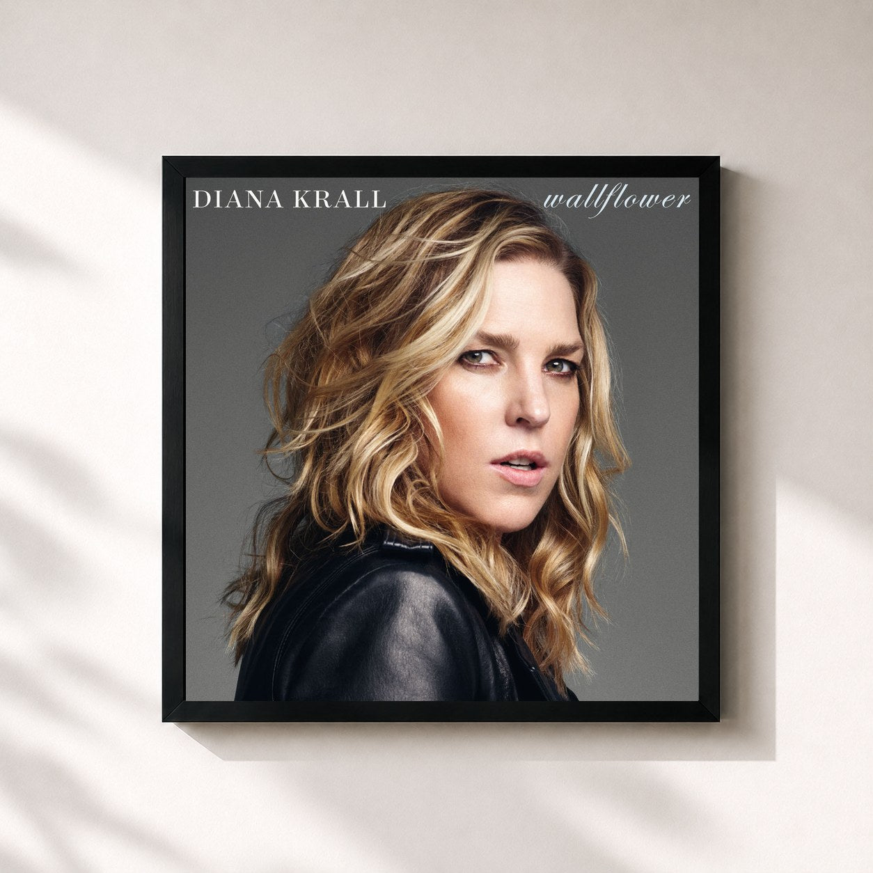 #noir Tableau carré de l'album Wallflower de Diana Krall, cadre noir 32x32 cm