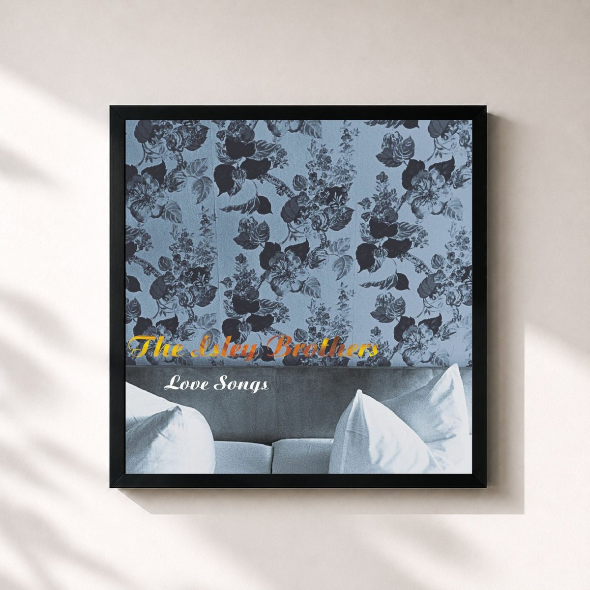#noir Tableau carré de l'album Love Songs de The Isley Brothers, cadre noir 32x32 cm