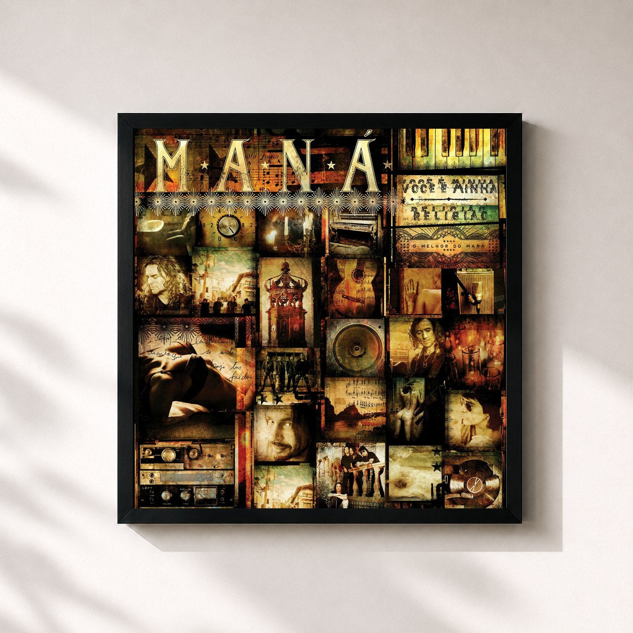#noir Tableau carré de l'album Você É Minha Religião: O Melhor Do Maná de Maná, cadre noir 32x32 cm