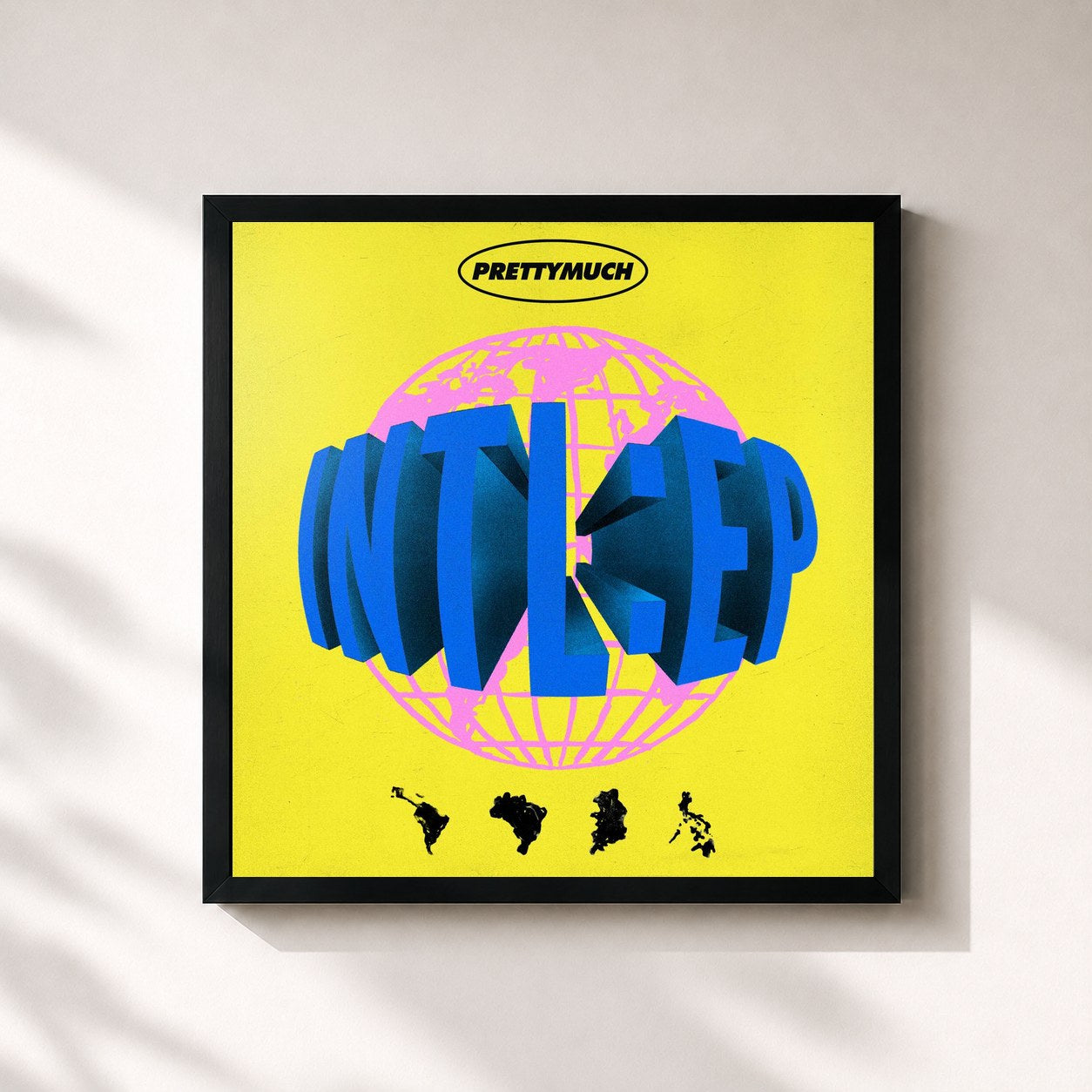#noir Tableau carré de l'album INTL:EP de PRETTYMUCH, cadre noir 32x32 cm