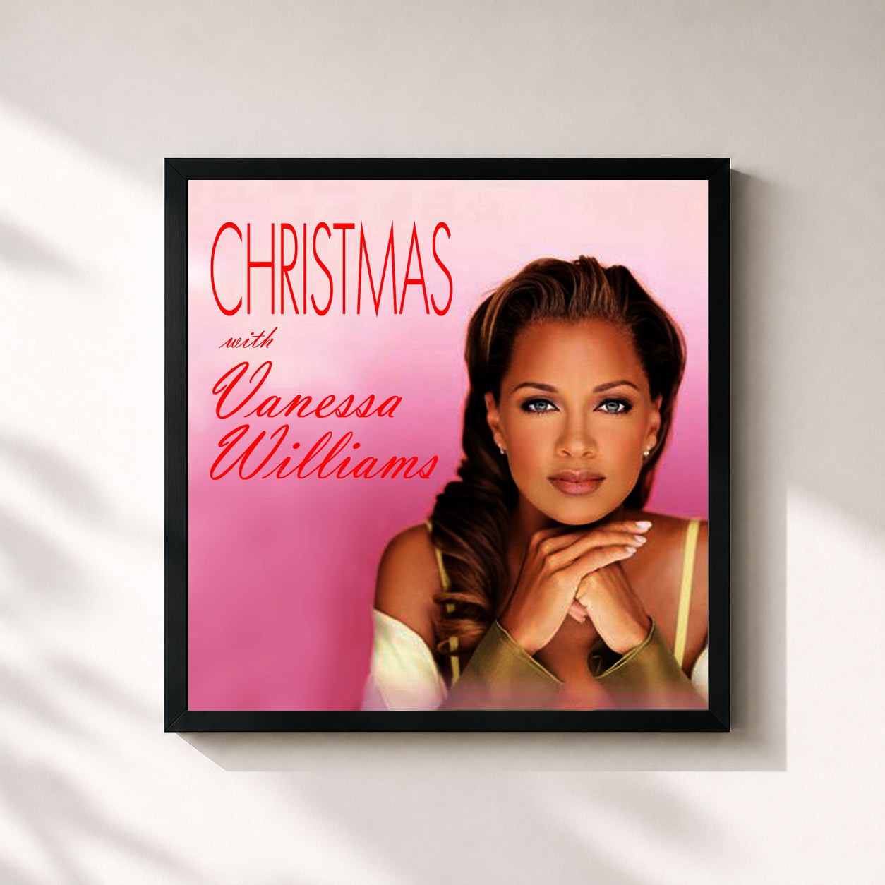 #noir Tableau carré de l'album Christmas With Vanessa Williams de Vanessa Williams, cadre noir 32x32 cm
