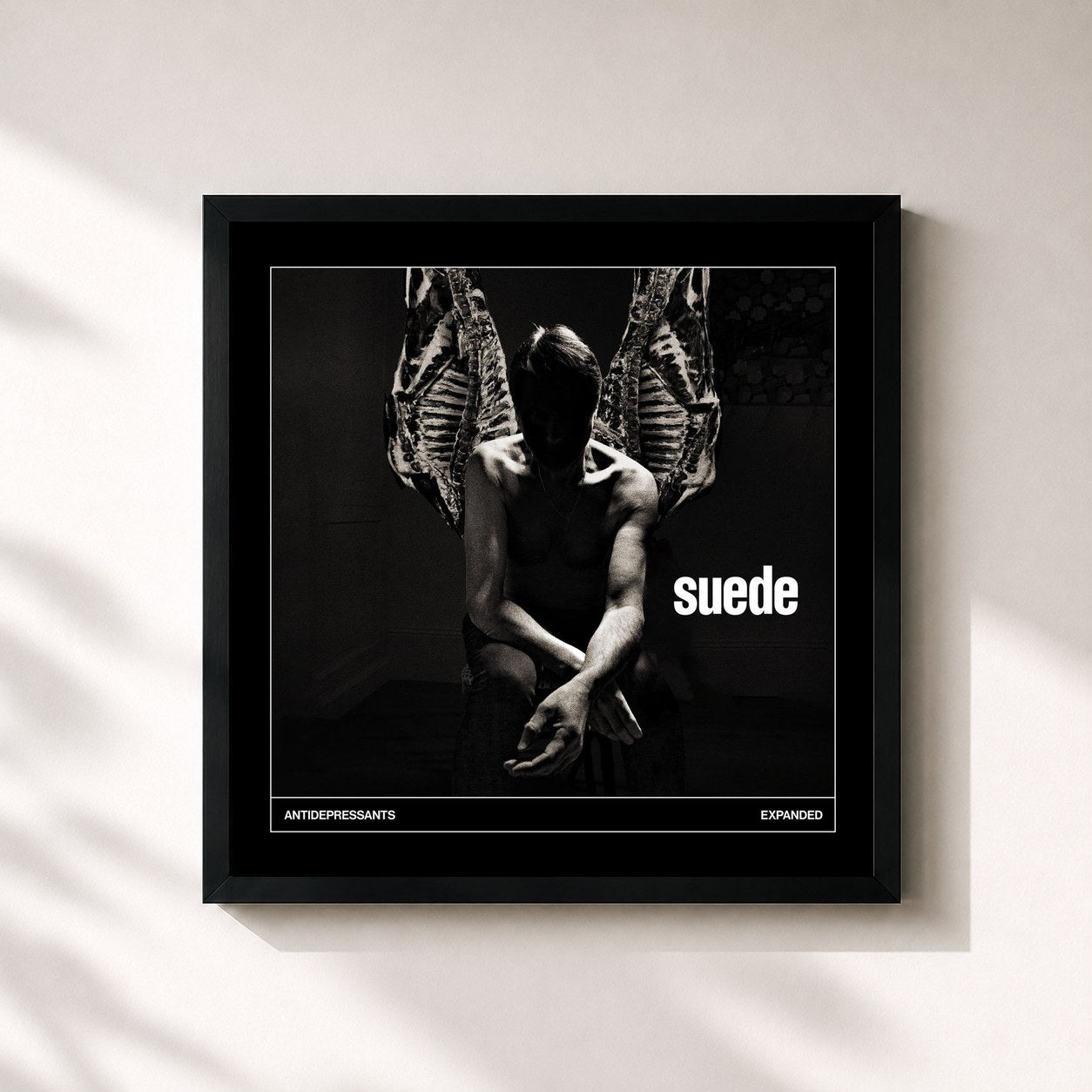 #noir Tableau carré de l'album Antidepressants: Expanded de Suede, cadre noir 32x32 cm