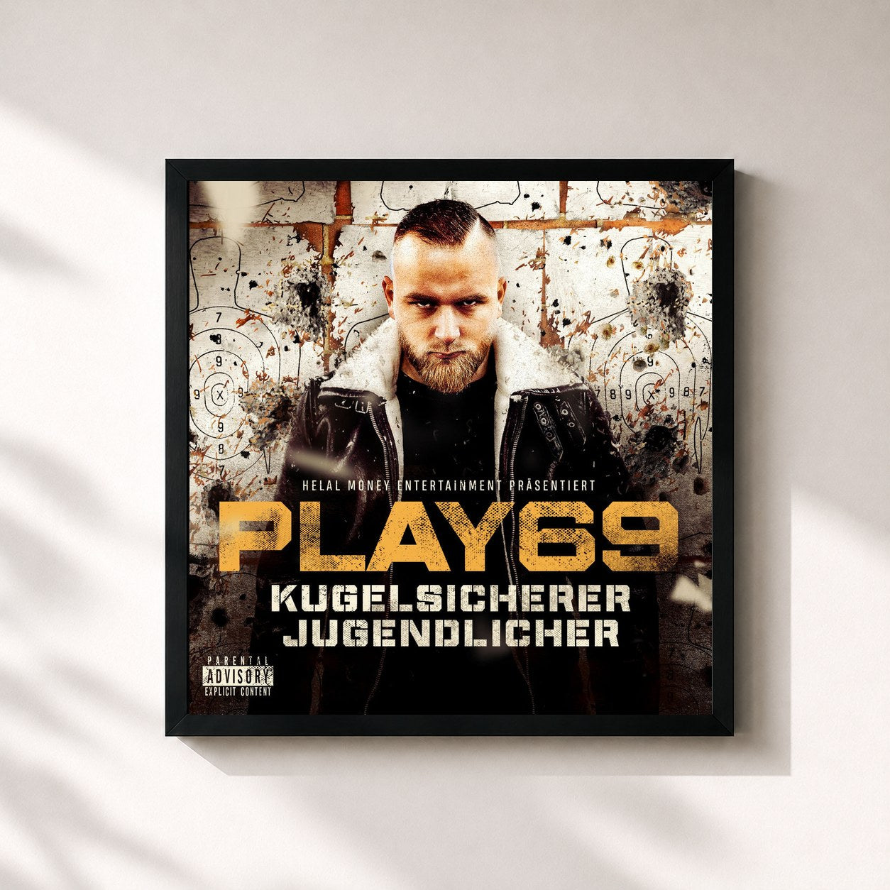 #noir Tableau carré de l'album KUGELSICHERER JUGENDLICHER de Play69, cadre noir 32x32 cm
