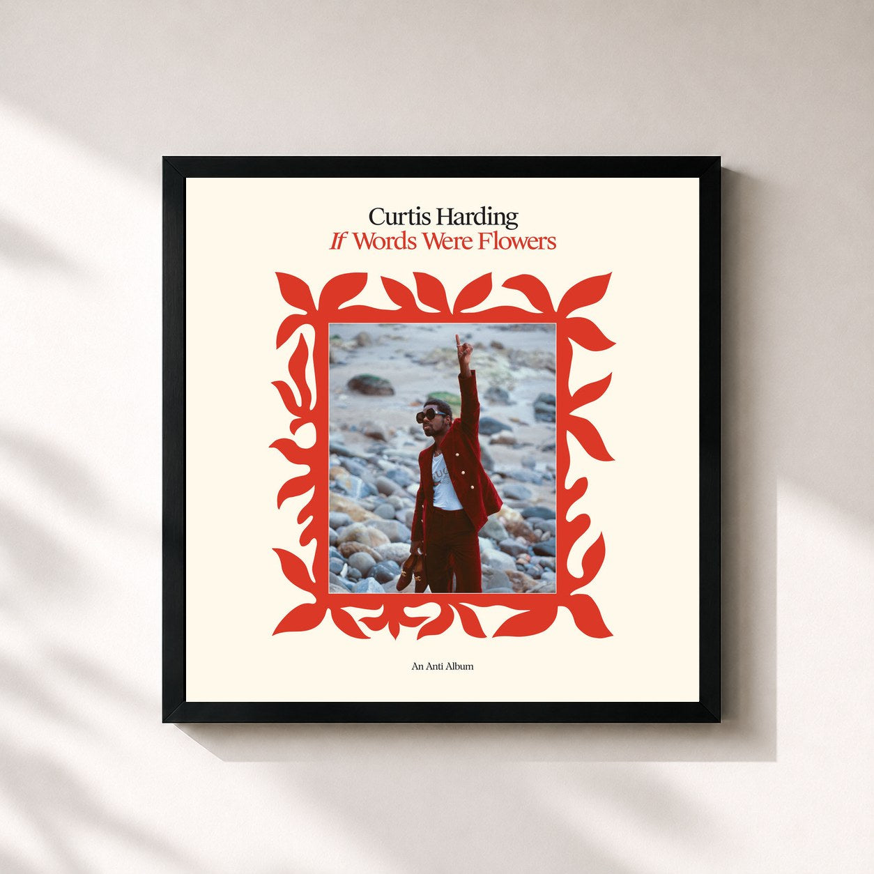 #noir Tableau carré de l'album If Words Were Flowers de Curtis Harding, cadre noir 32x32 cm