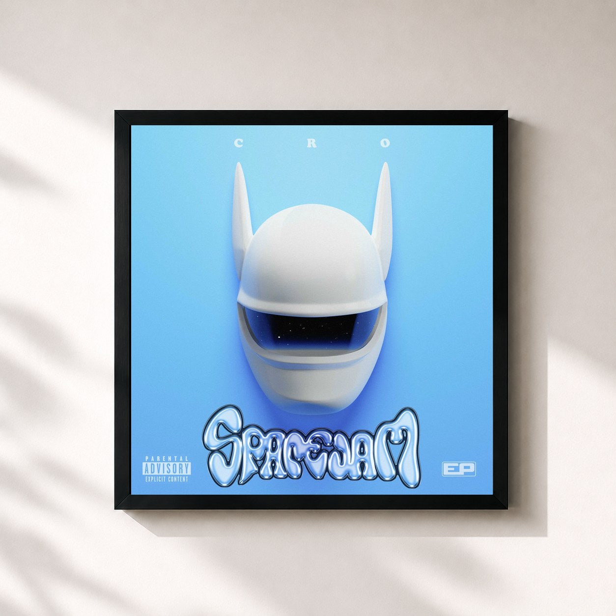 #noir Tableau carré de l'album SPACEJAM EP de CRO, cadre noir 32x32 cm