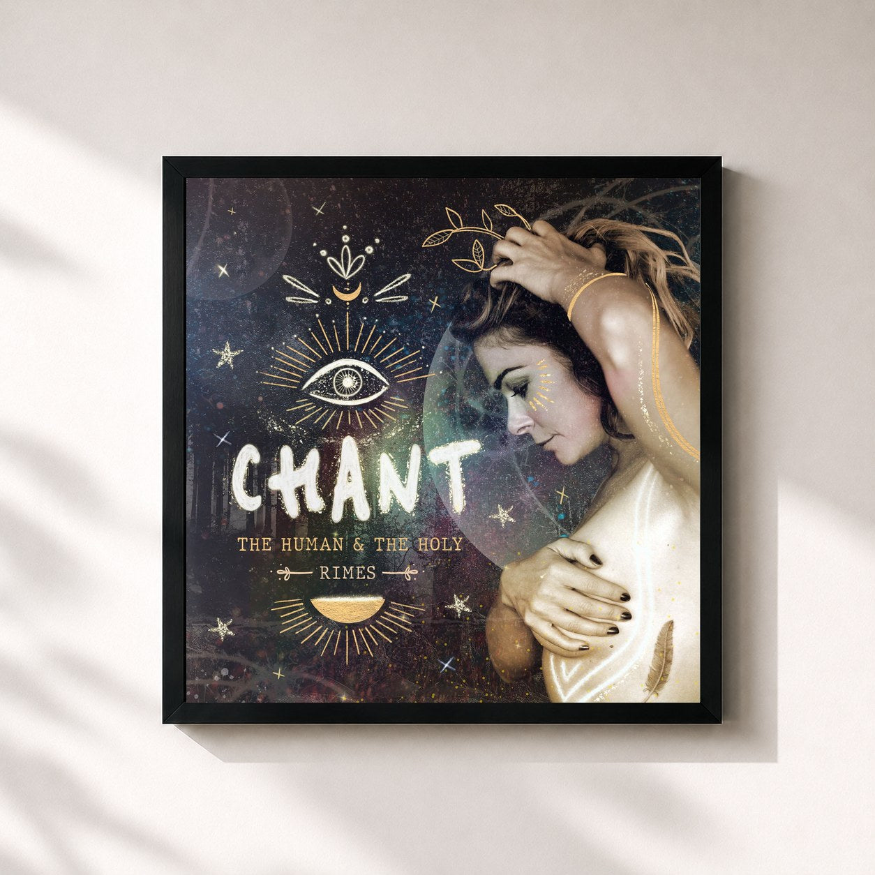 #noir Tableau carré de l'album CHANT: The Human & The Holy de LeAnn Rimes, cadre noir 32x32 cm