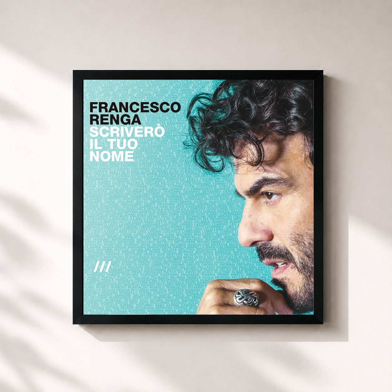 #noir Tableau carré de l'album Scriverò il tuo nome (Deluxe Edition) de Francesco Renga, cadre noir 32x32 cm