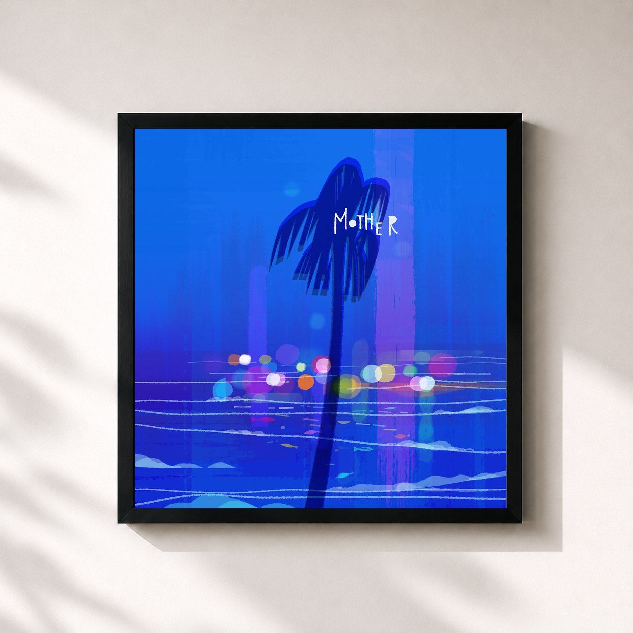#noir Tableau carré de l'album Mother de Sleeping At Last, cadre noir 32x32 cm