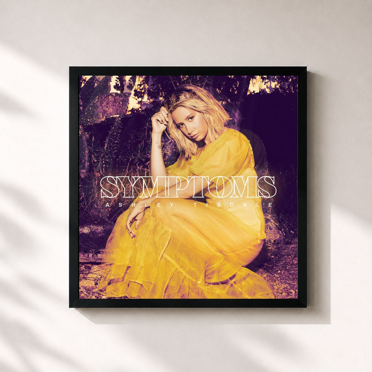 #noir Tableau carré de l'album Symptoms de Ashley Tisdale, cadre noir 32x32 cm