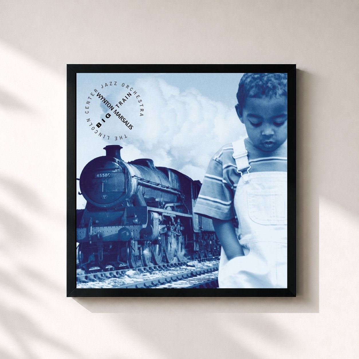 #noir Tableau carré de l'album Big Train de Wynton Marsalis, cadre noir 32x32 cm