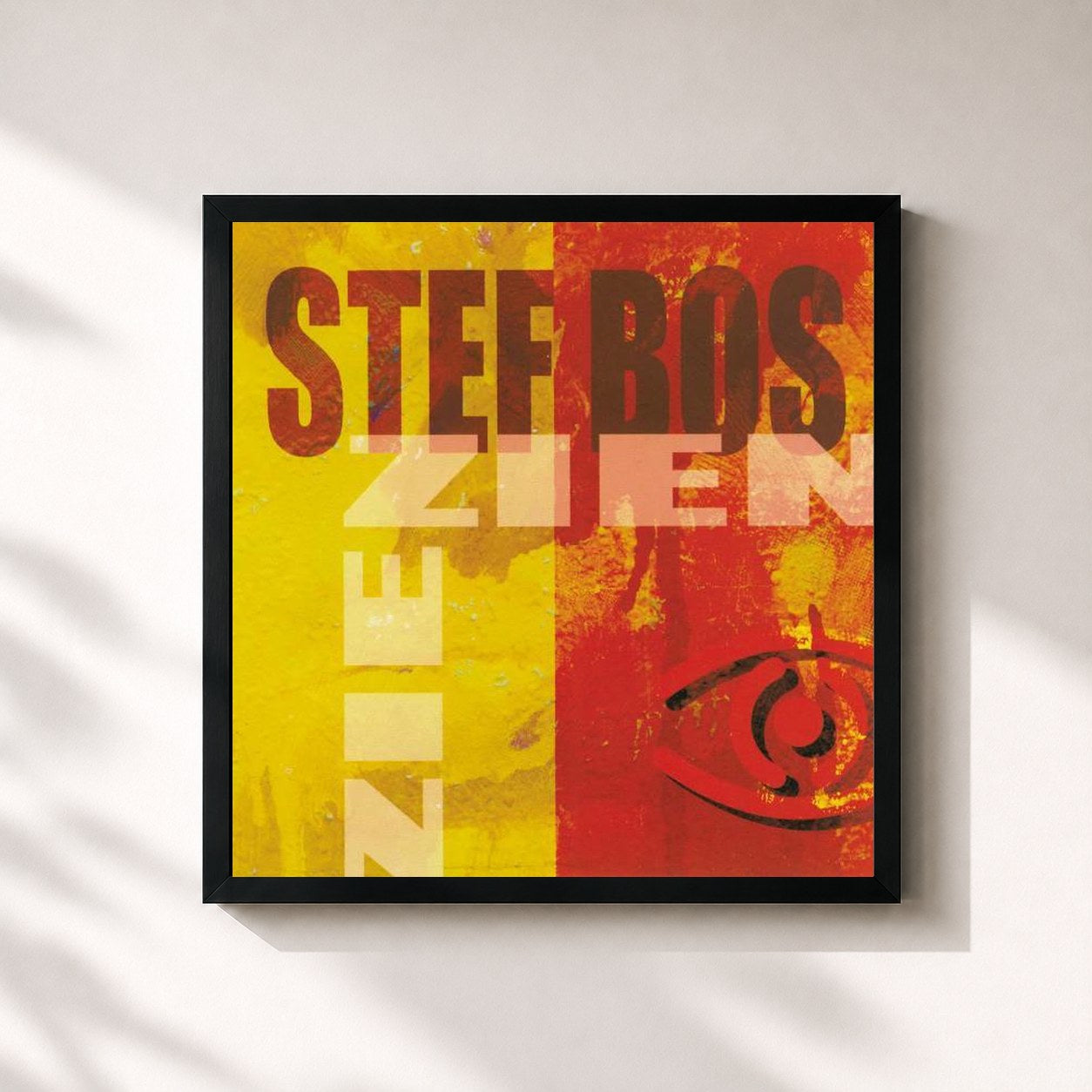 #noir Tableau carré de l'album Zien de Stef Bos, cadre noir 32x32 cm