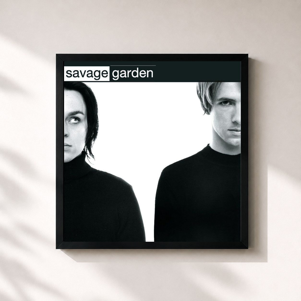 #noir Tableau carré de l'album Savage Garden de Savage Garden, cadre noir 32x32 cm