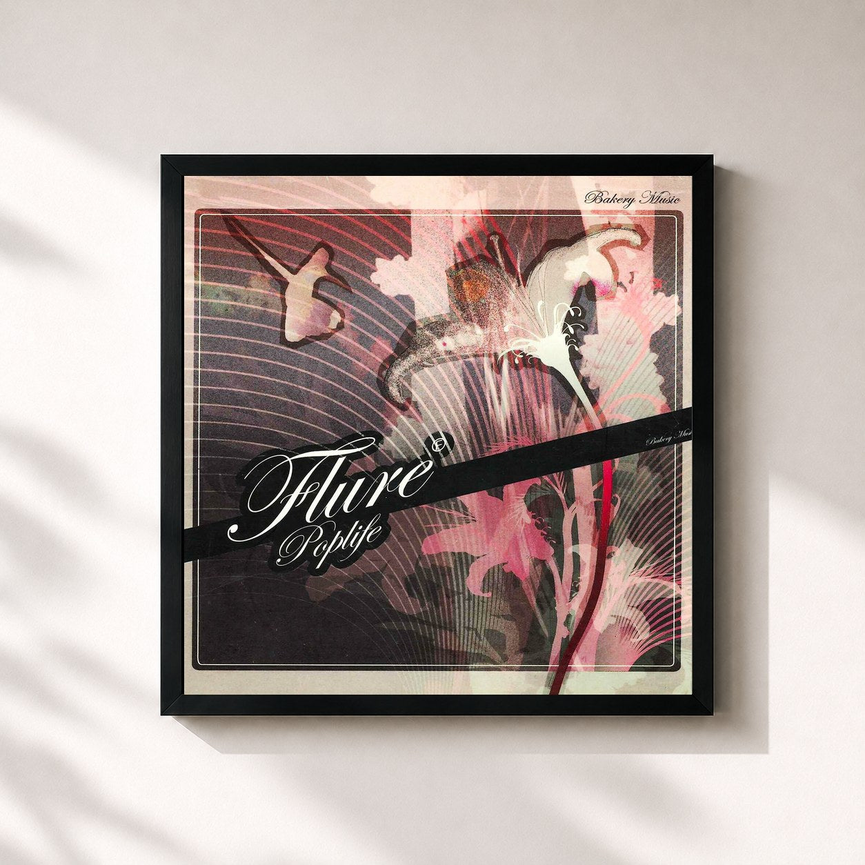 #noir Tableau carré de l'album Pop Life de Flure, cadre noir 32x32 cm