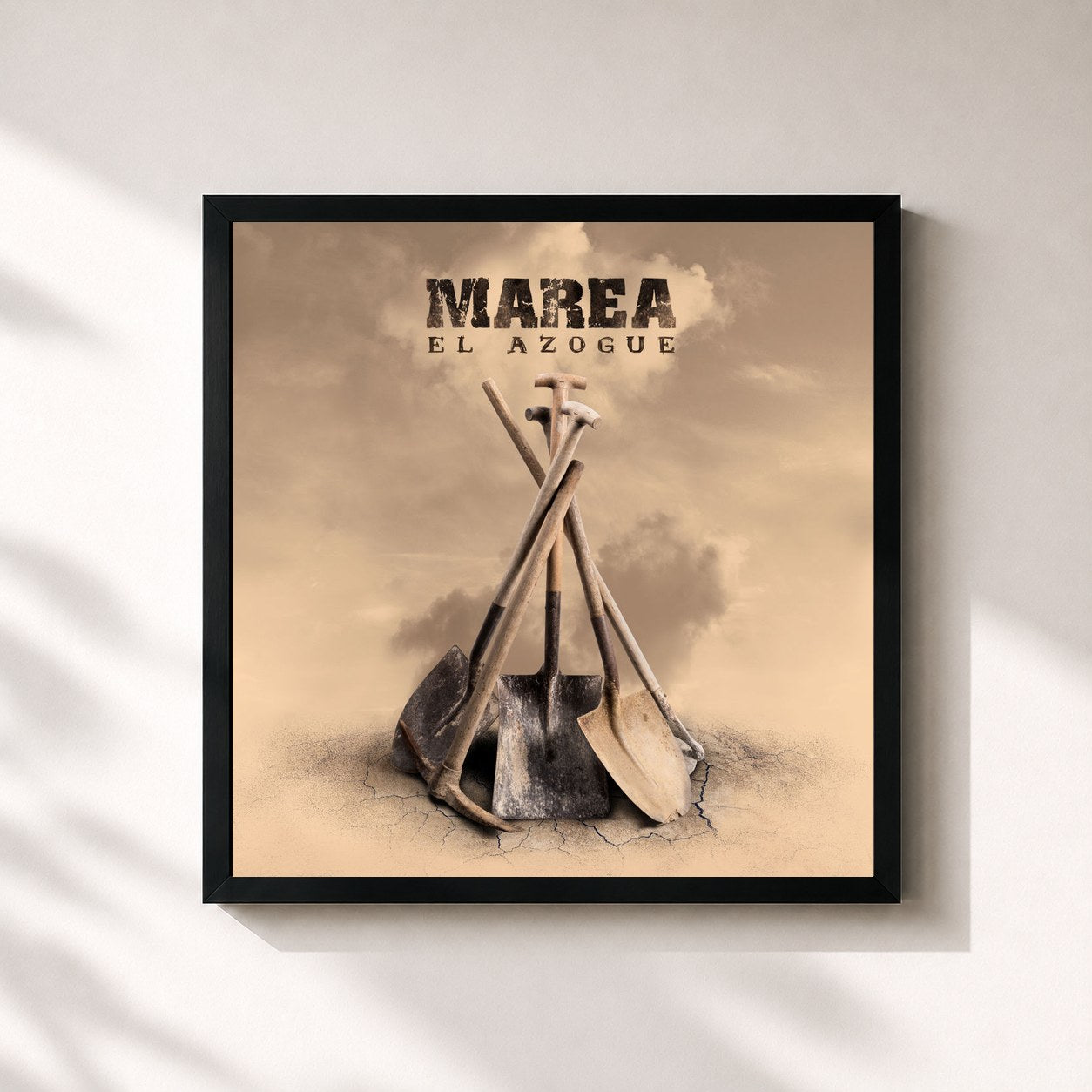 #noir Tableau carré de l'album El azogue de Marea, cadre noir 32x32 cm
