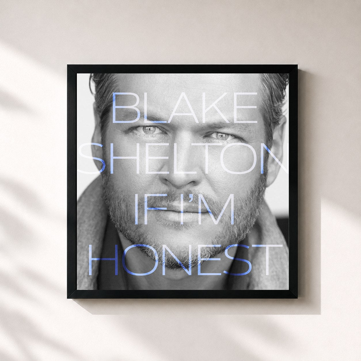 #noir Tableau carré de l'album If I'm Honest de Blake Shelton, cadre noir 32x32 cm