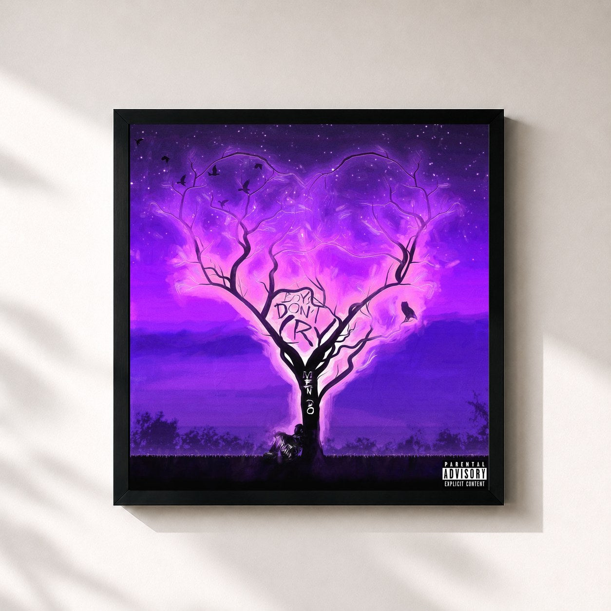 #noir Tableau carré de l'album Boys Don’t Cry: Men Do de Toosii, cadre noir 32x32 cm