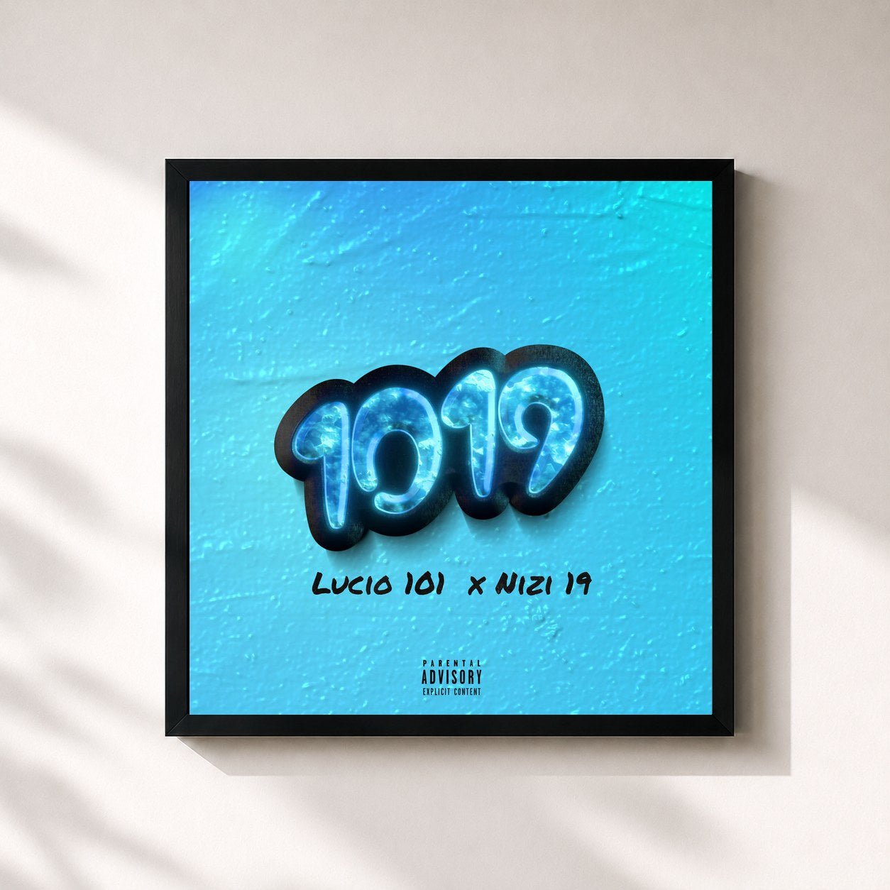 #noir Tableau carré de l'album 1019 de Lucio101, cadre noir 32x32 cm