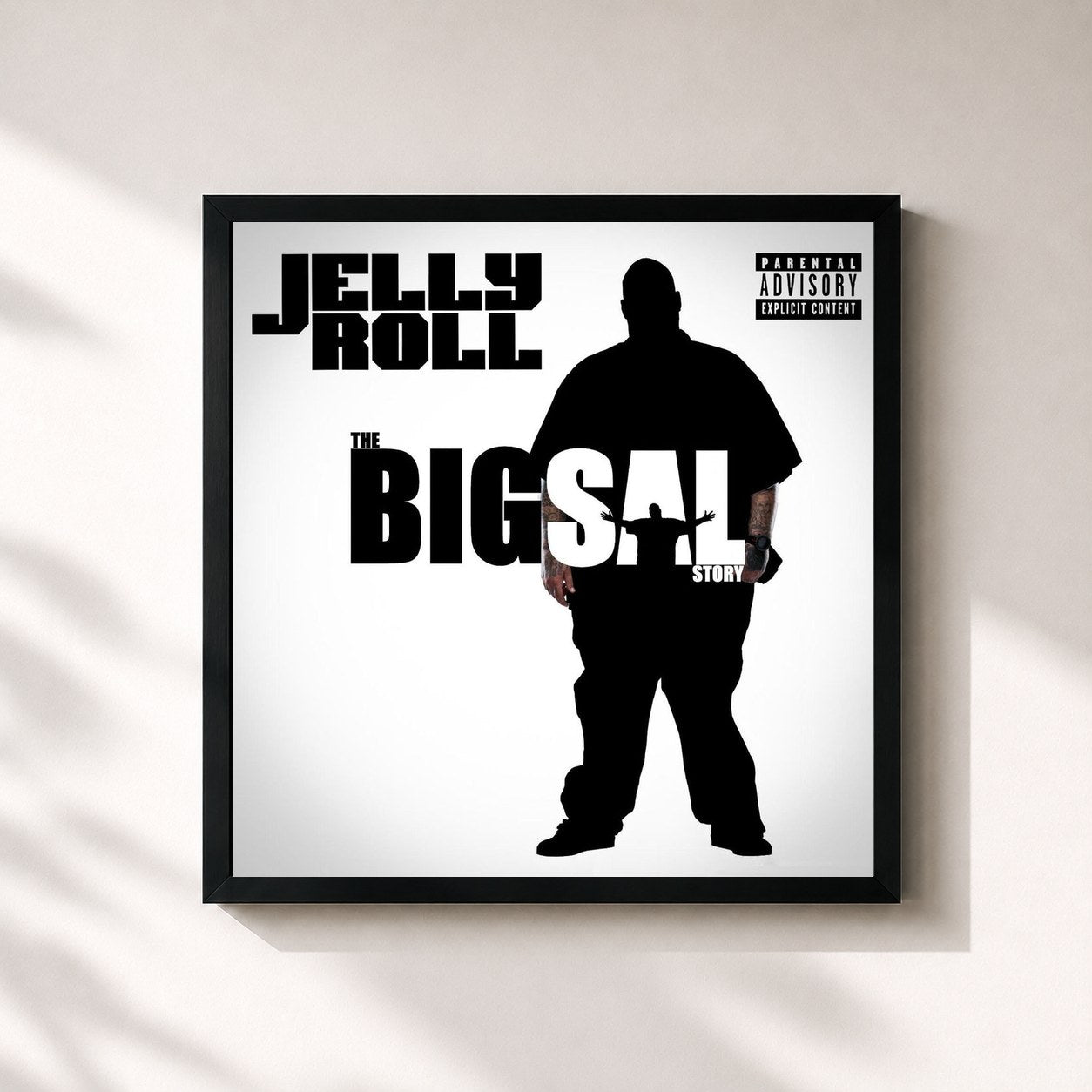 #noir Tableau carré de l'album The Big Sal Story de Jelly Roll, cadre noir 32x32 cm