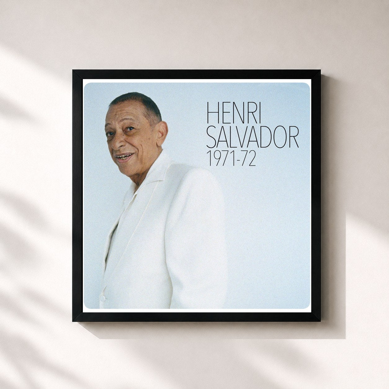 #noir Tableau carré de l'album Henri Salvador 1971-1972 de Henri Salvador, cadre noir 32x32 cm