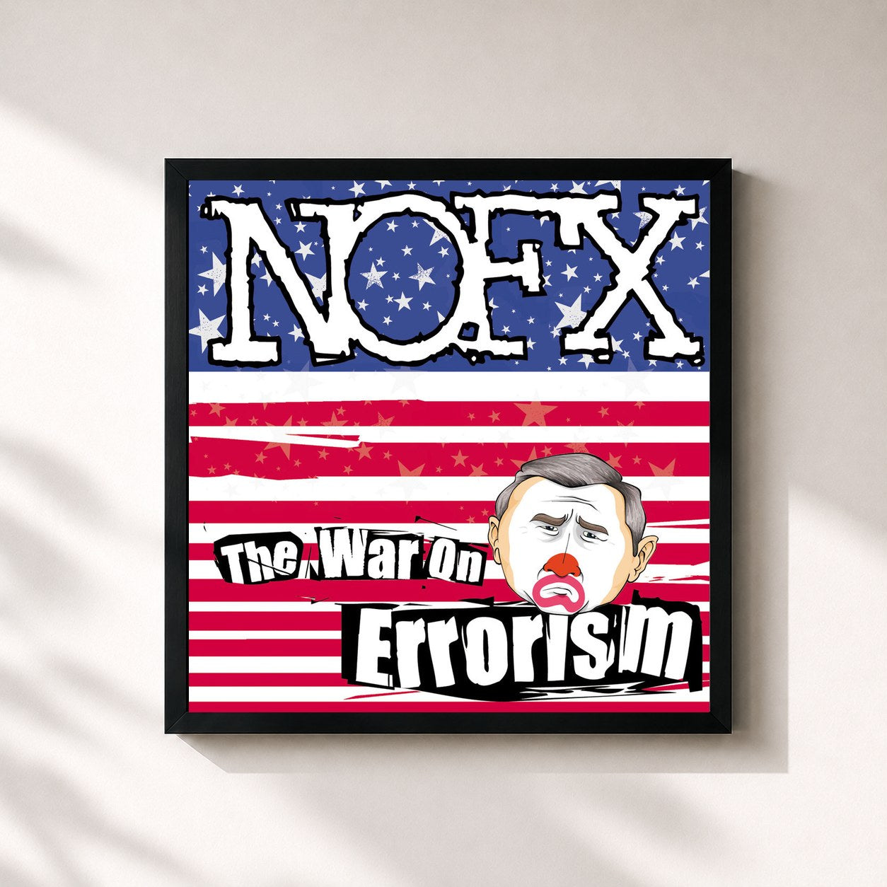 #noir Tableau carré de l'album The War on Errorism de NOFX, cadre noir 32x32 cm