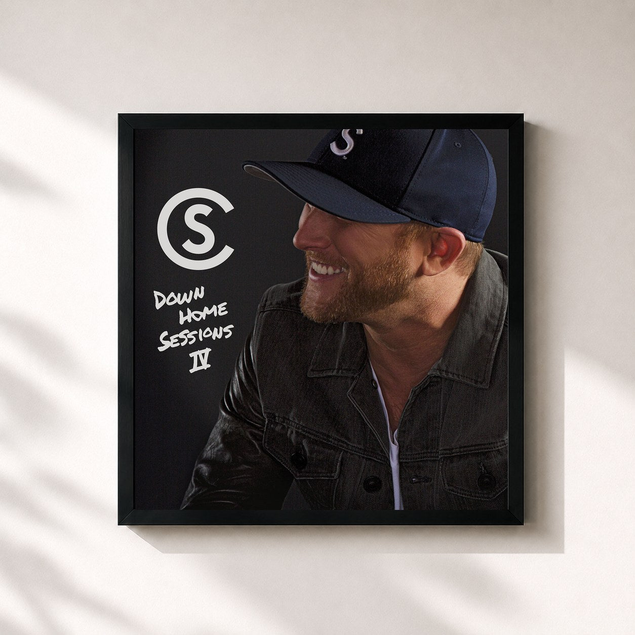 #noir Tableau carré de l'album Down Home Sessions IV de Cole Swindell, cadre noir 32x32 cm