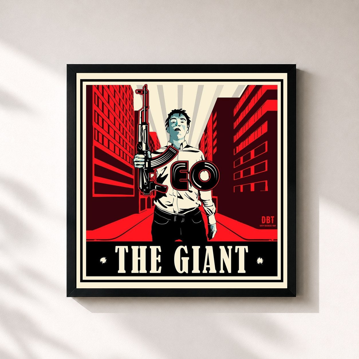 #noir Tableau carré de l'album The Giant de Kidd Keo, cadre noir 32x32 cm