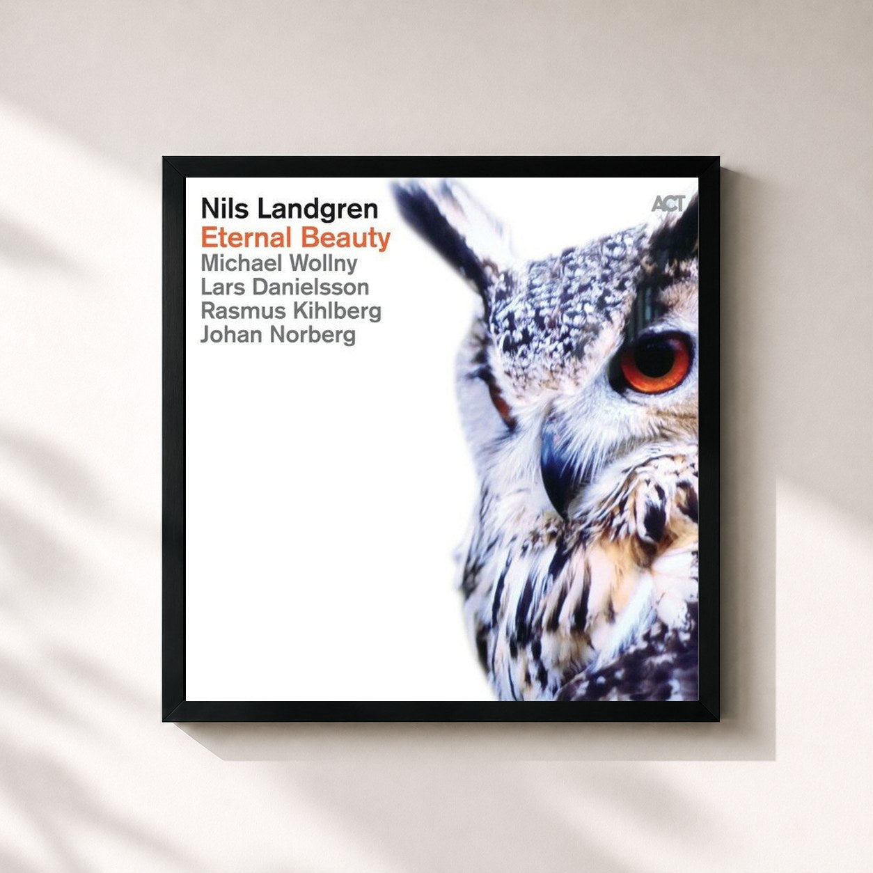 #noir Tableau carré de l'album Eternal Beauty de Nils Landgren, cadre noir 32x32 cm
