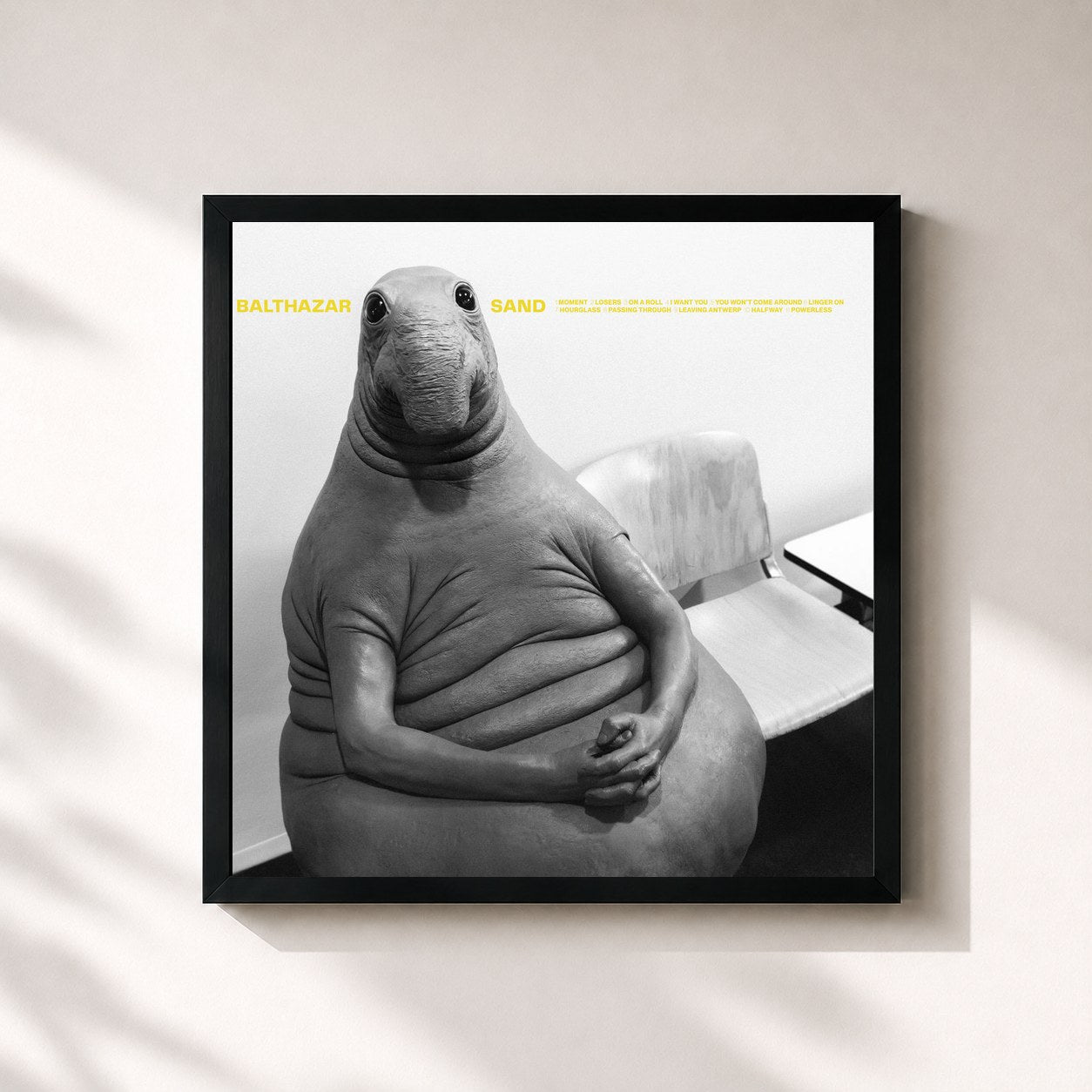 #noir Tableau carré de l'album Sand de Balthazar, cadre noir 32x32 cm