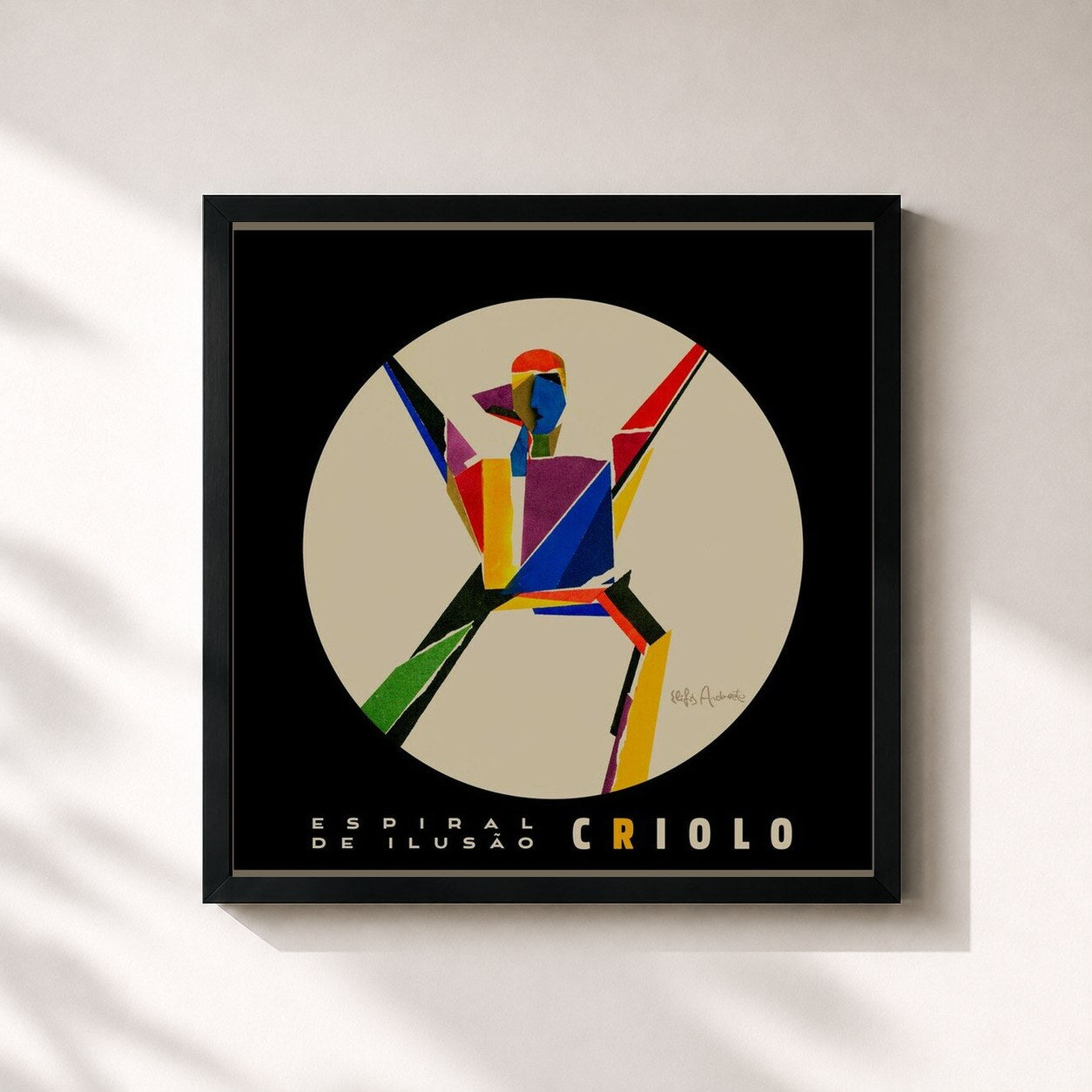 #noir Tableau carré de l'album Espiral de Ilusão de Criolo, cadre noir 32x32 cm