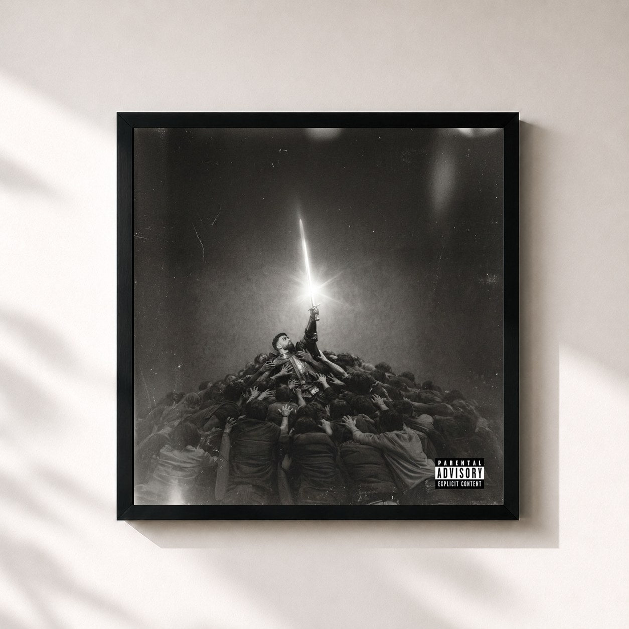 #noir Tableau carré de l'album La Voz Favorita de Jay Wheeler, cadre noir 32x32 cm