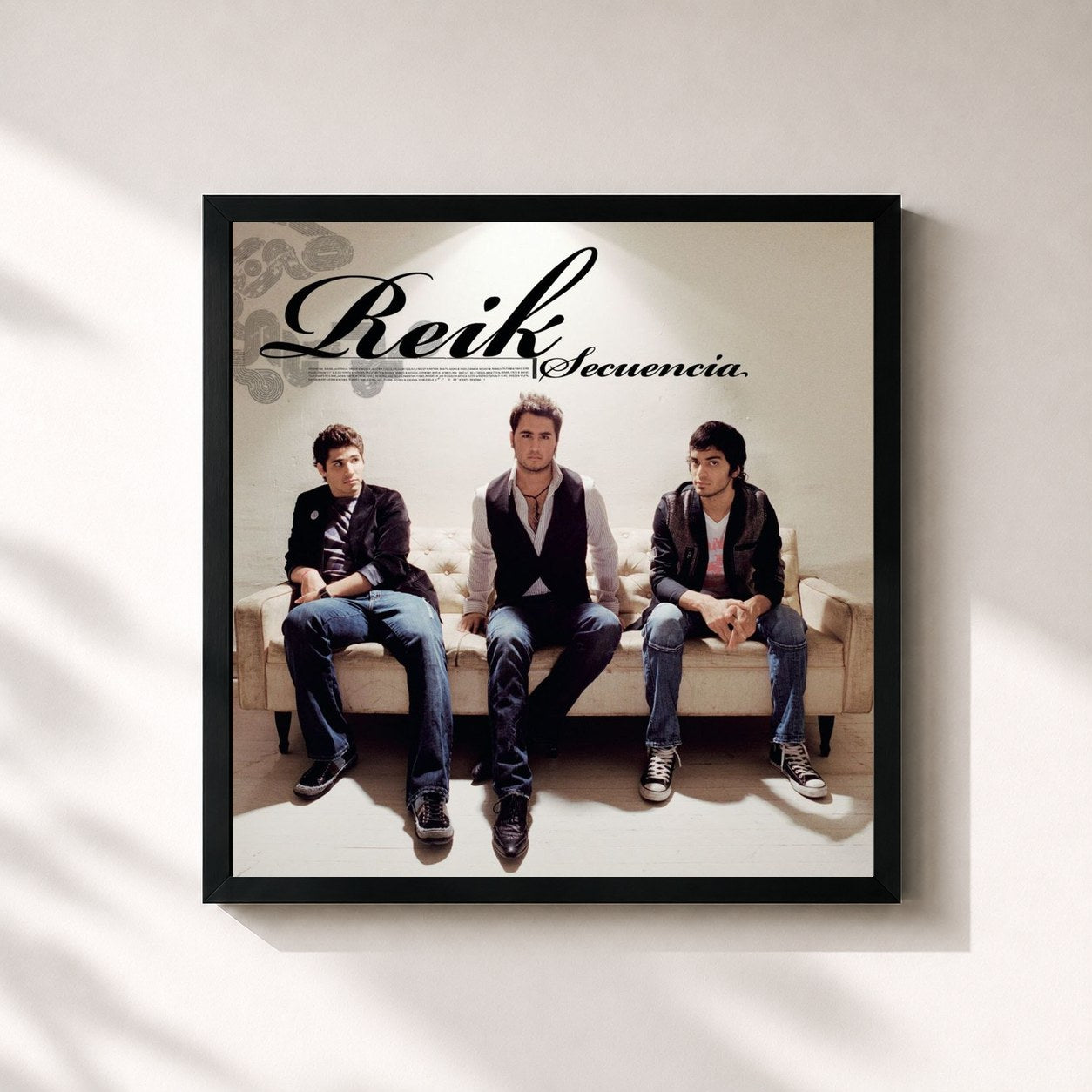 #noir Tableau carré de l'album Secuencia de Reik, cadre noir 32x32 cm