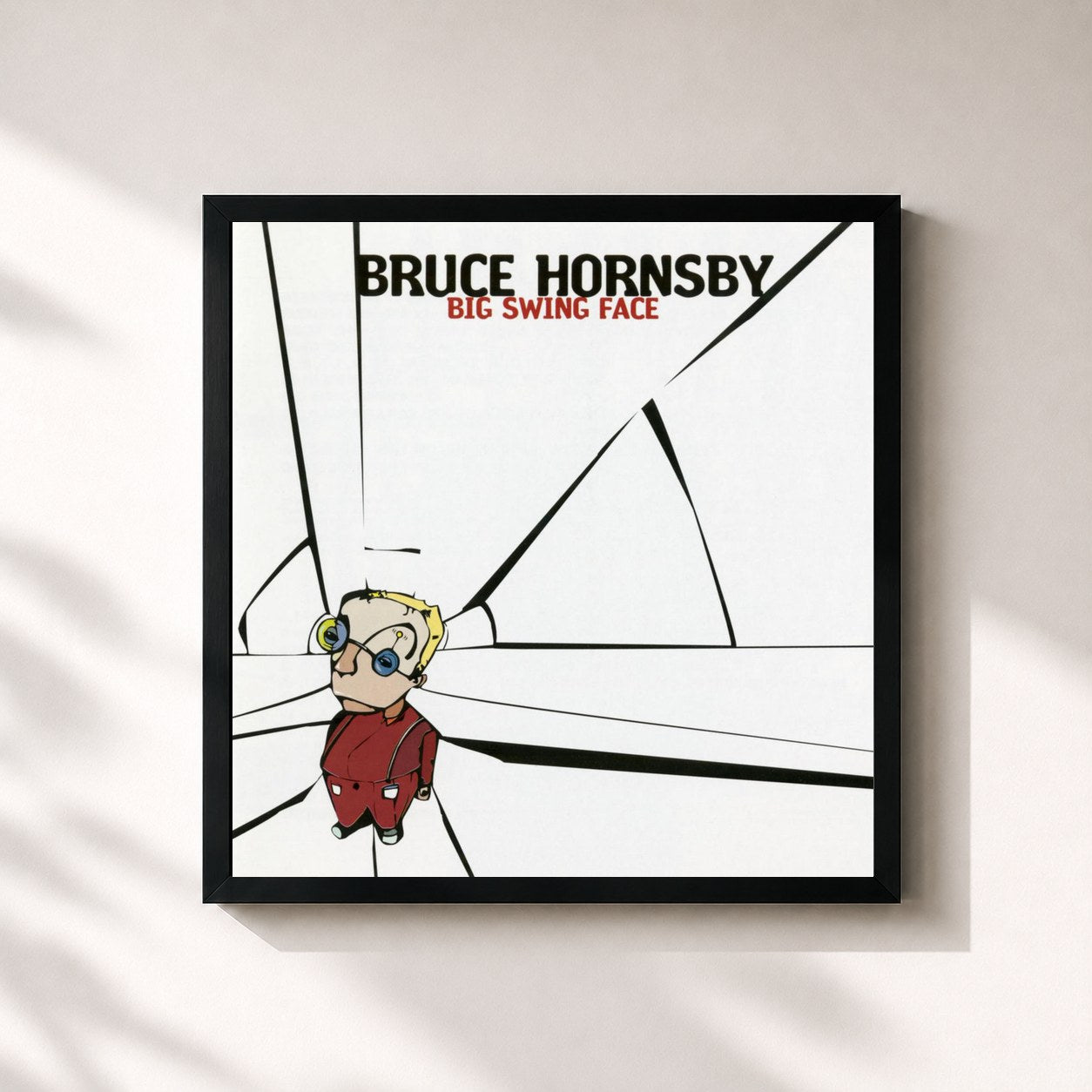 #noir Tableau carré de l'album Big Swing Face de Bruce Hornsby, cadre noir 32x32 cm