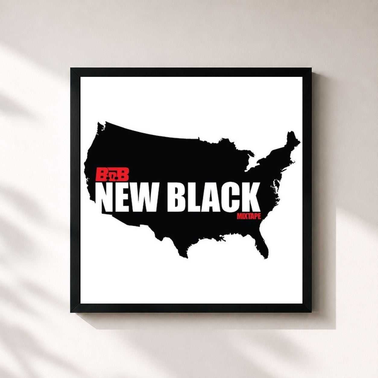 #noir Tableau carré de l'album New Black de B.o.B, cadre noir 32x32 cm