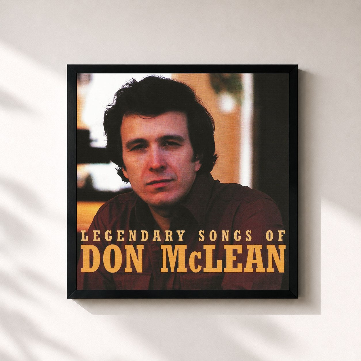 #noir Tableau carré de l'album Legendary Songs Of Don McLean de Don McLean, cadre noir 32x32 cm