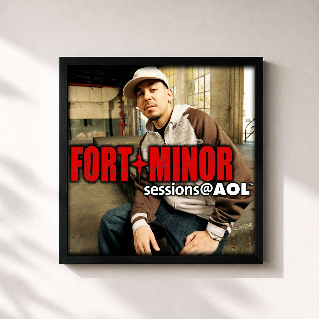 #noir Tableau carré de l'album Sessions @ AOL de Fort Minor, cadre noir 32x32 cm