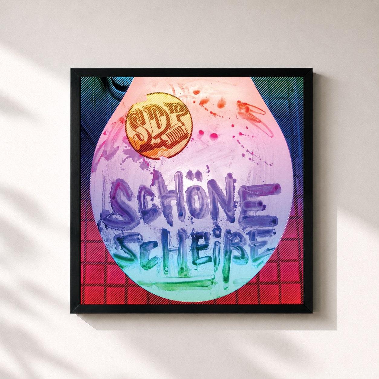 #noir Tableau carré de l'album Schöne Scheiße de SDP, cadre noir 32x32 cm