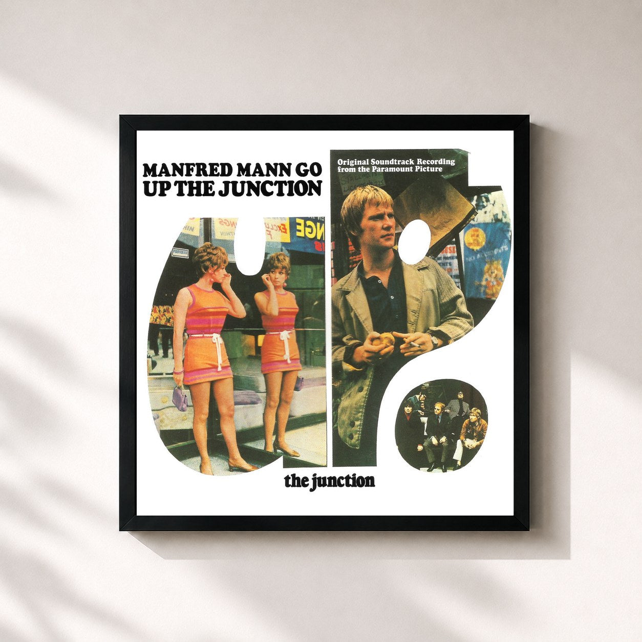 #noir Tableau carré de l'album Up the Junction (Original Motion Picture Soundtrack) de Manfred Mann, cadre noir 32x32 cm