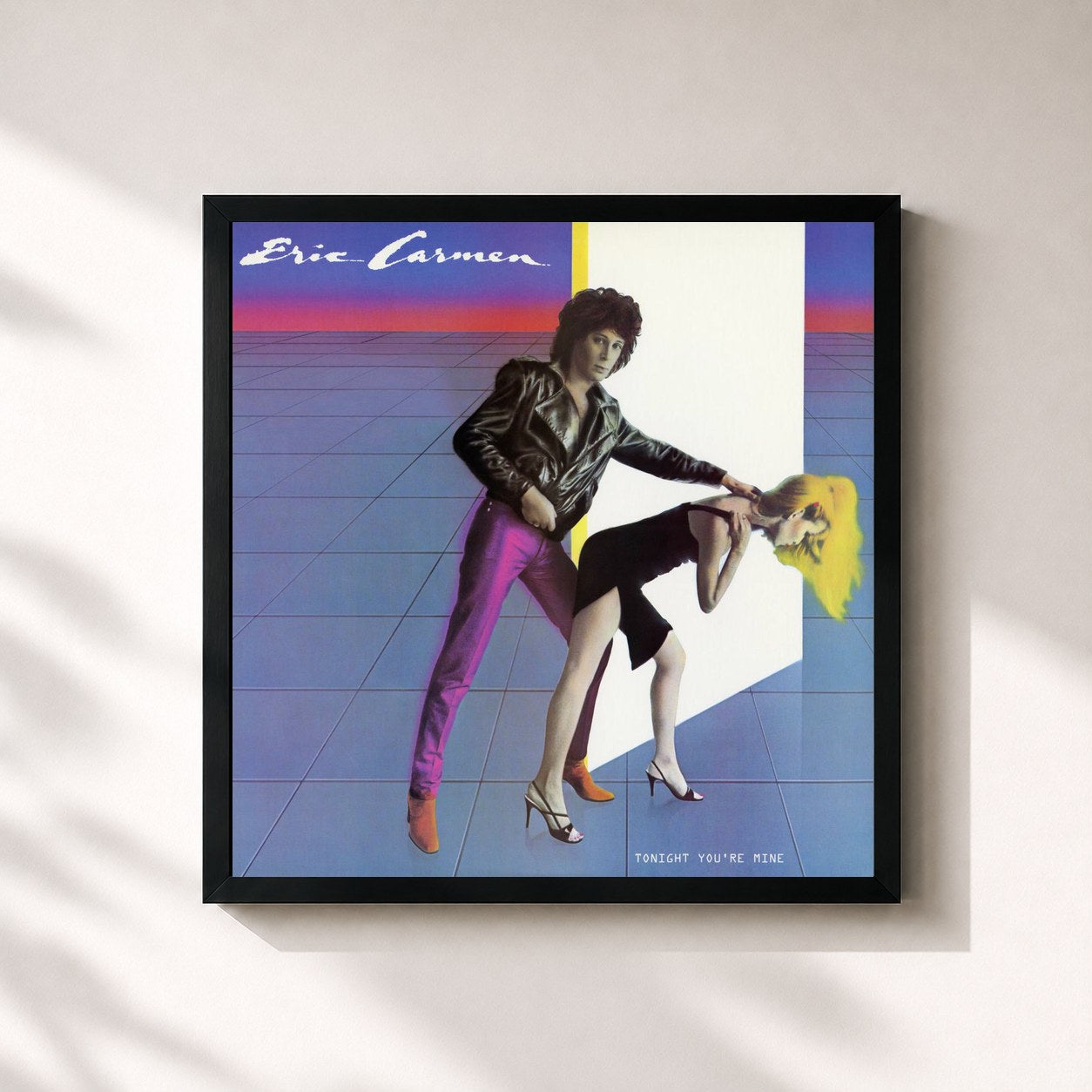 #noir Tableau carré de l'album Tonight You're Mine de Eric Carmen, cadre noir 32x32 cm