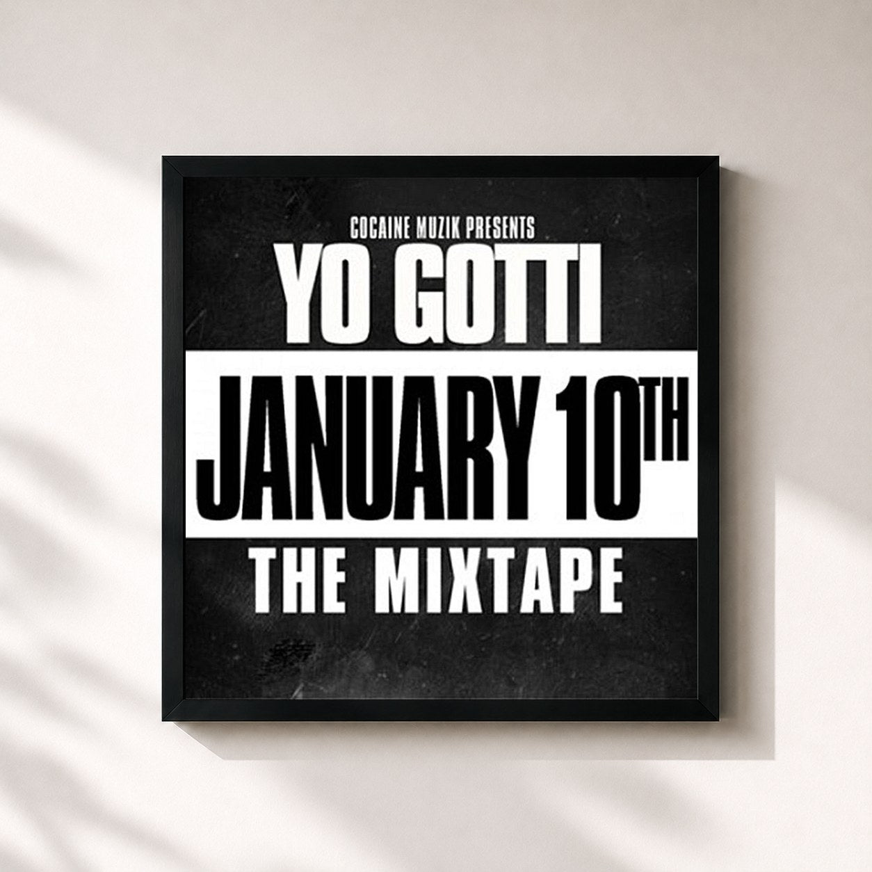 #noir Tableau carré de l'album January 10th : The Mixtape! de Yo Gotti, cadre noir 32x32 cm