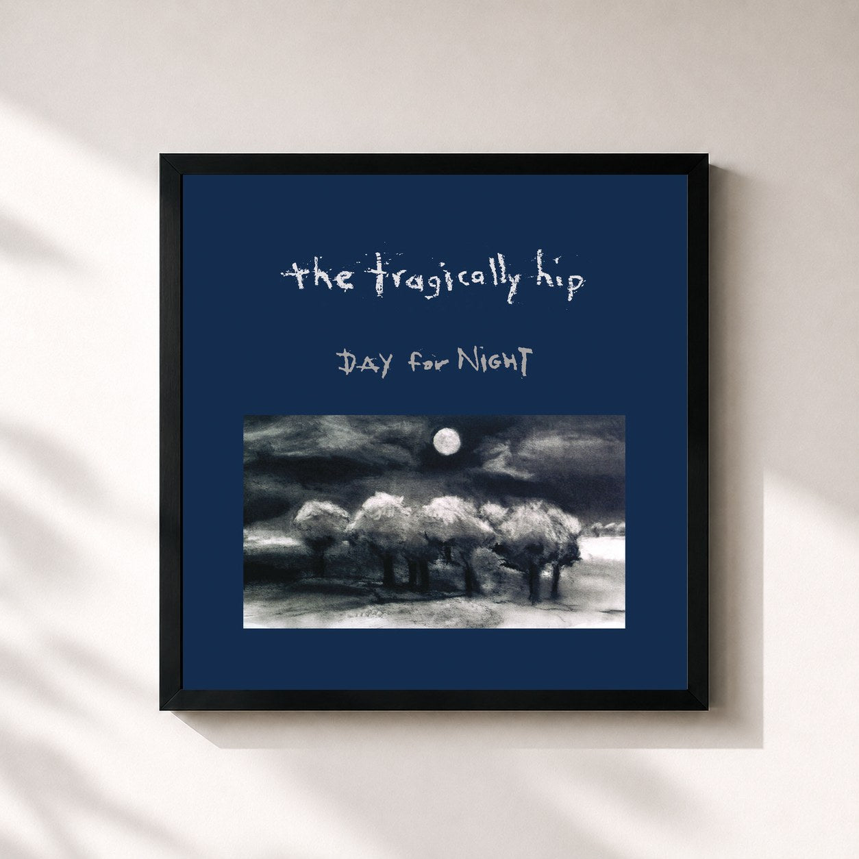 #noir Tableau carré de l'album Day For Night de The Tragically Hip, cadre noir 32x32 cm