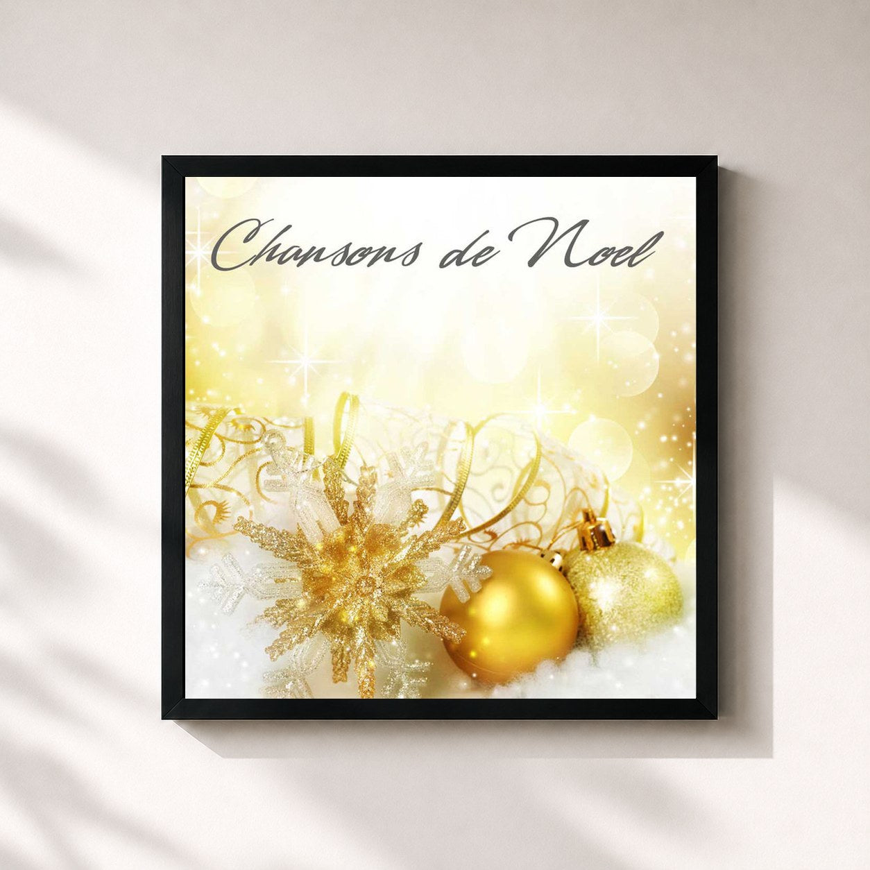#noir Tableau carré de l'album Chansons de Noël de Chansons de Noel, cadre noir 32x32 cm