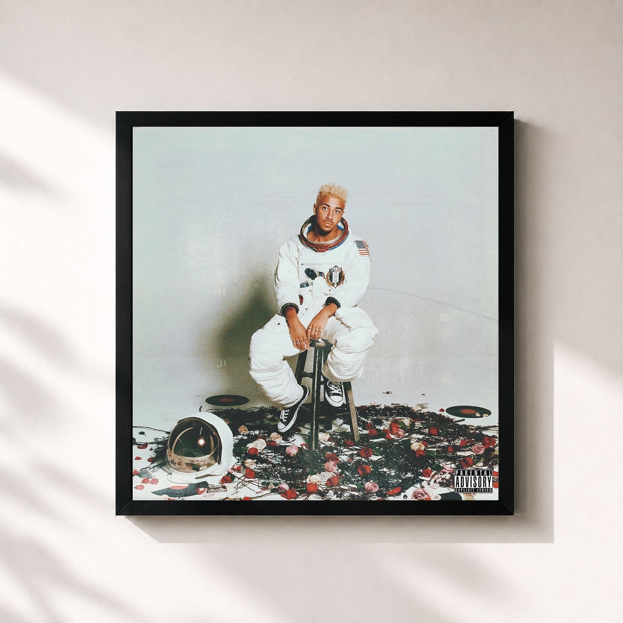 #noir Tableau carré de l'album TMRWFRVR de Luke Christopher, cadre noir 32x32 cm