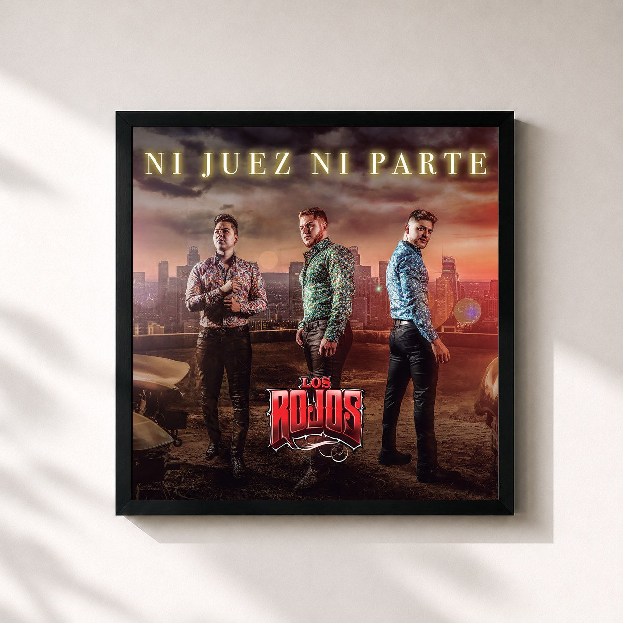 #noir Tableau carré de l'album Ni Juez Ni Parte de Los Rojos, cadre noir 32x32 cm