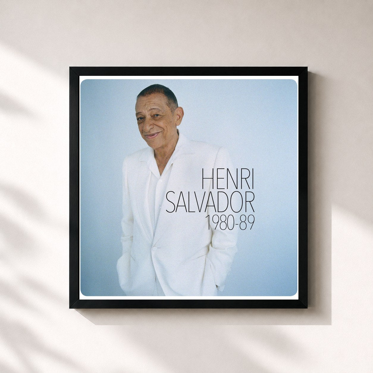 #noir Tableau carré de l'album Henri Salvador 1980-1989 de Henri Salvador, cadre noir 32x32 cm