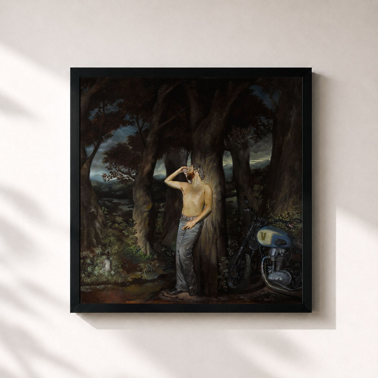 #noir Tableau carré de l'album Speriamo de Venerus, cadre noir 32x32 cm