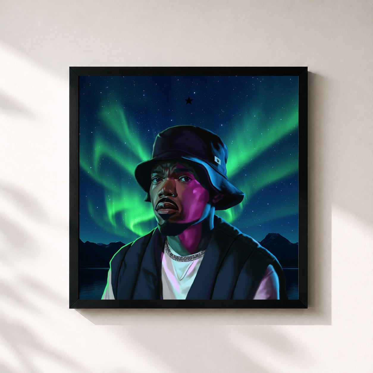 #noir Tableau carré de l'album STAR LINE de Chance the Rapper, cadre noir 32x32 cm