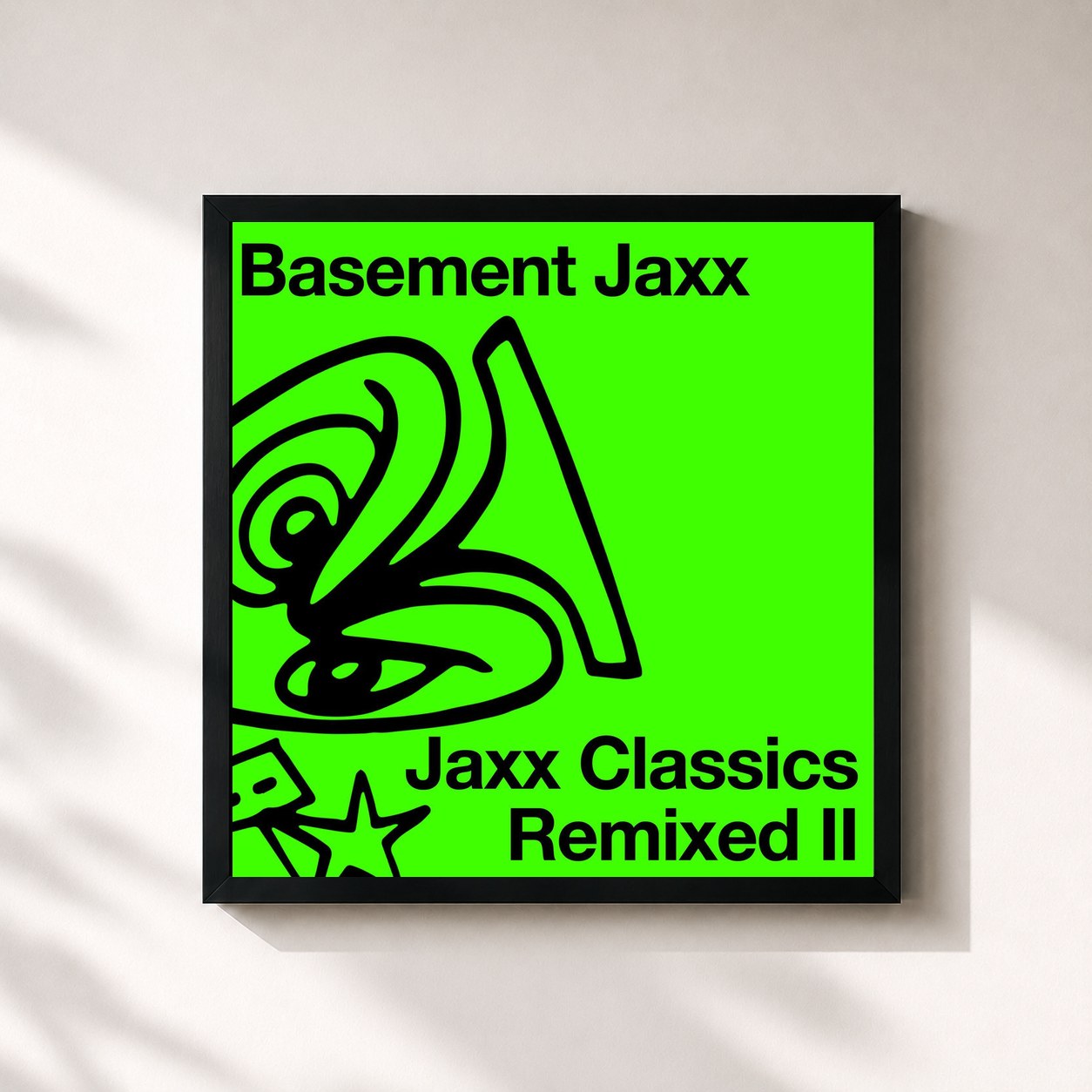 #noir Tableau carré de l'album Jaxx Classics Remixed II de Basement Jaxx, cadre noir 32x32 cm